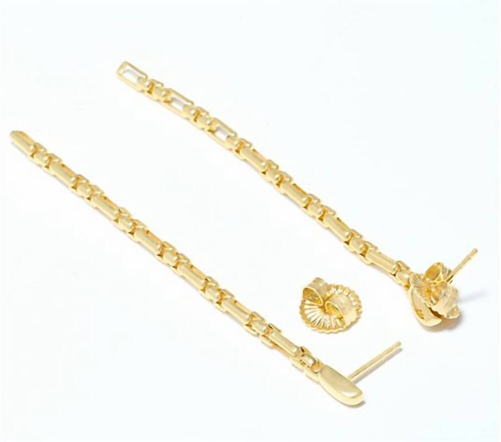 NEW CHRISTIAN JAMES BY SCOTT GRIMES luciano 3" chain earrings in gold